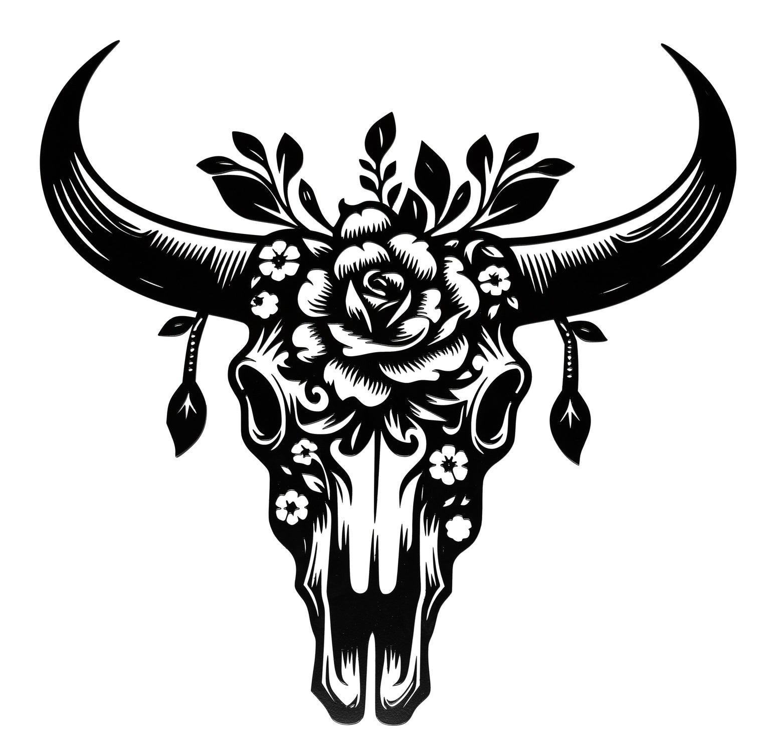 Crâne de taureau avec fleurs