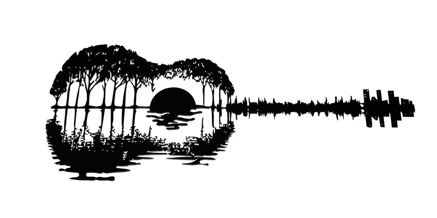 Guitar avec coucher de soleil