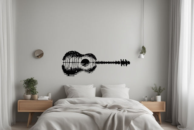 Guitar avec coucher de soleil
