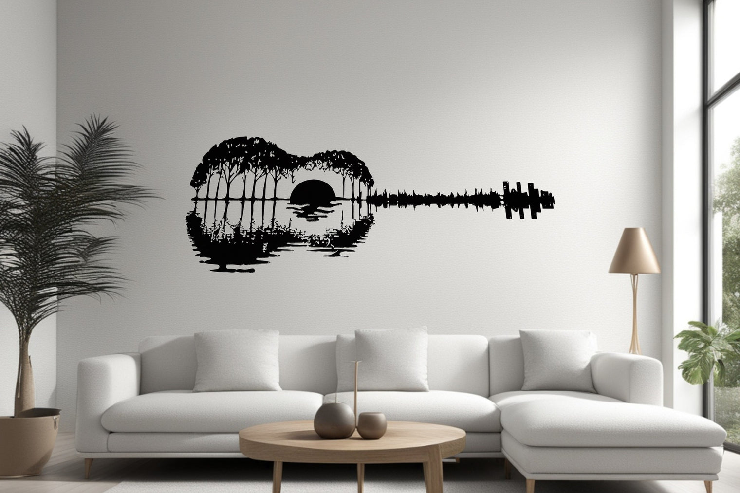 Guitar avec coucher de soleil