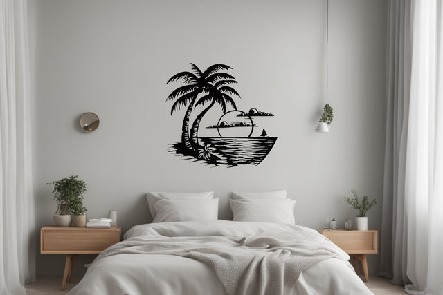 Palmier avec coucher de soleil