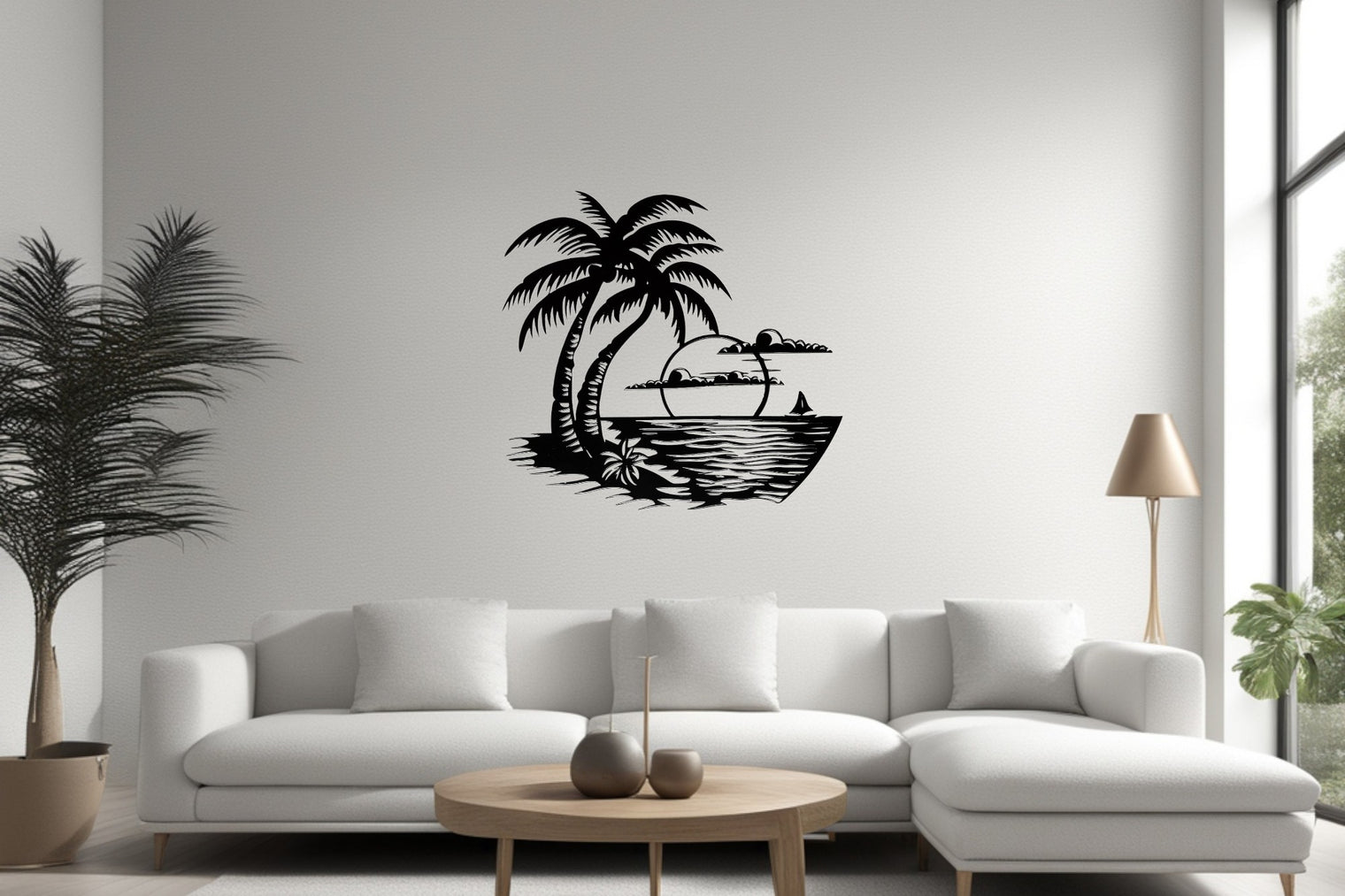 Palmier avec coucher de soleil