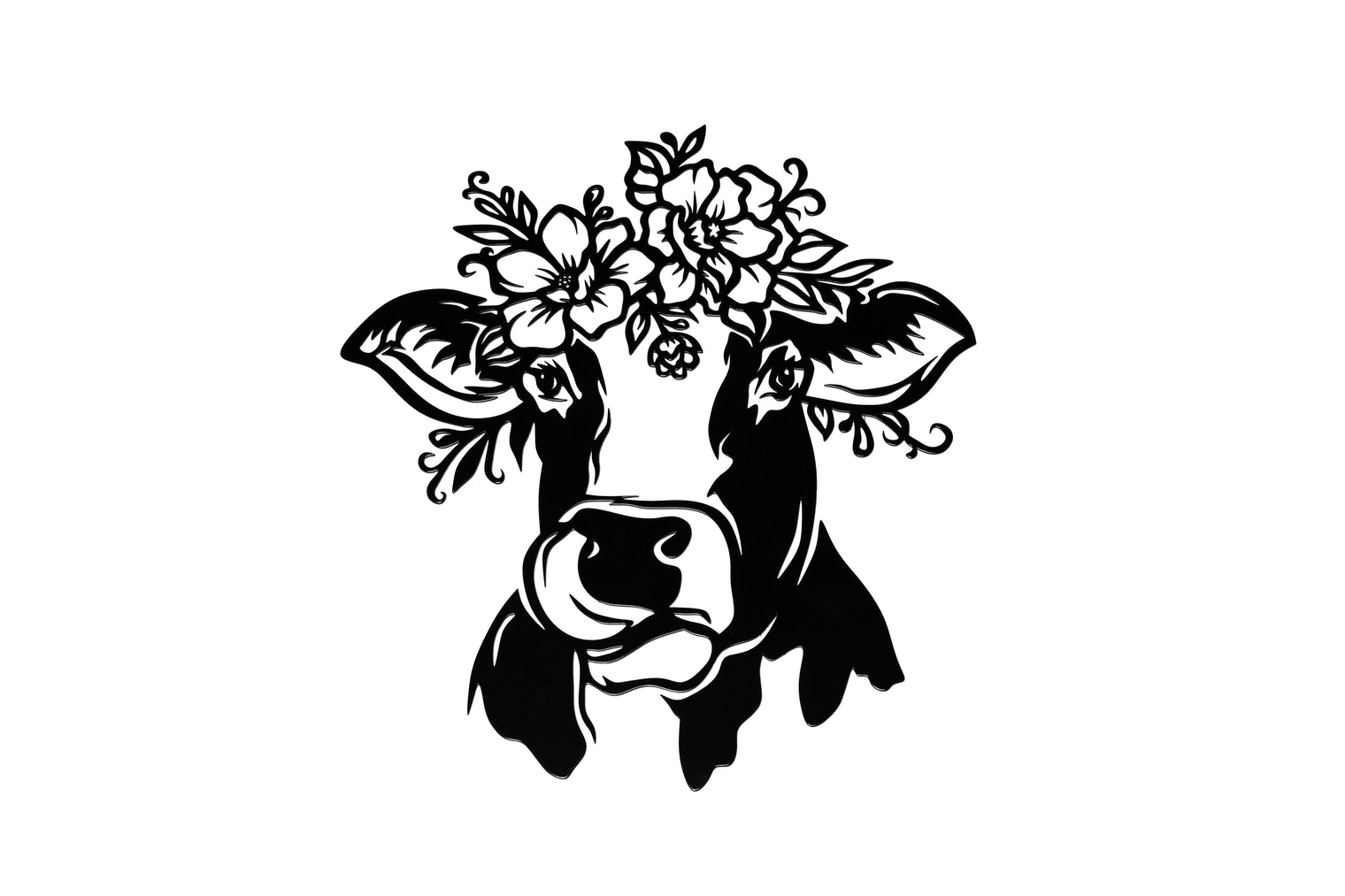 Vache avec fleurs